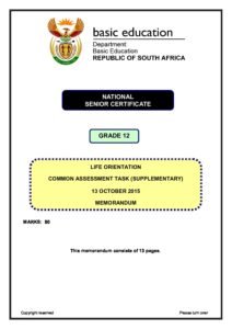 life orientation dbe nsc grade 12 past exam papers 2015 p2 memorandum ...