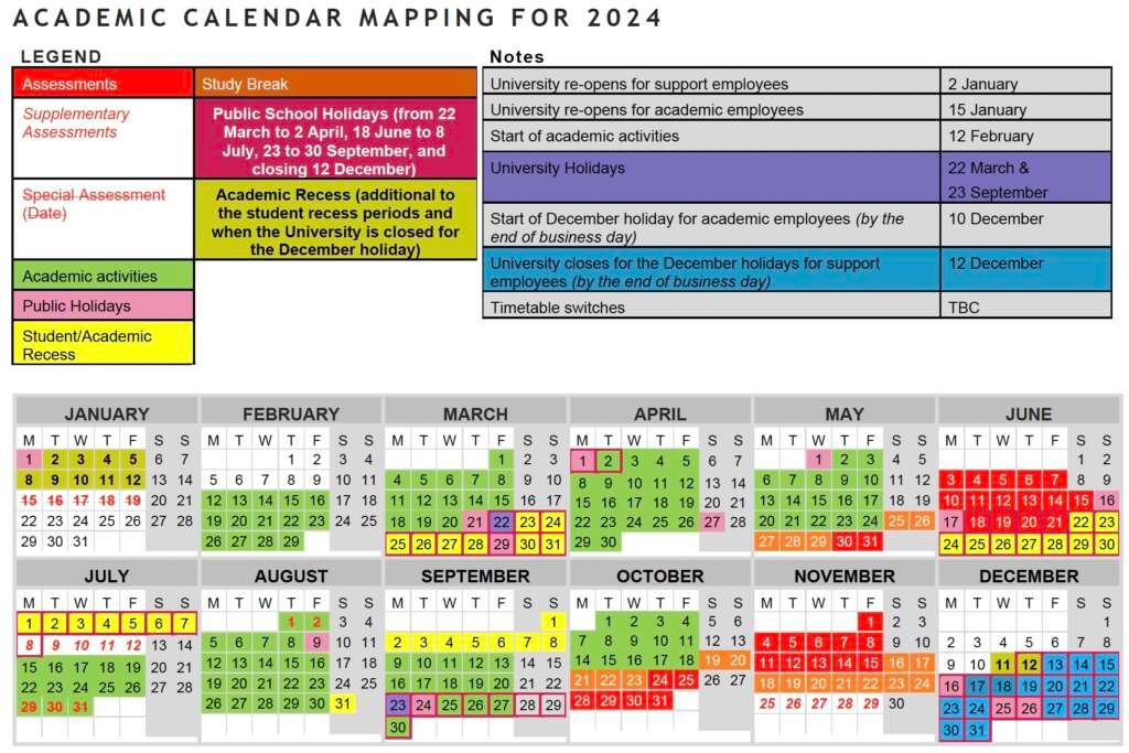 Official UJ Academic Calendar for 2024 » My Courses