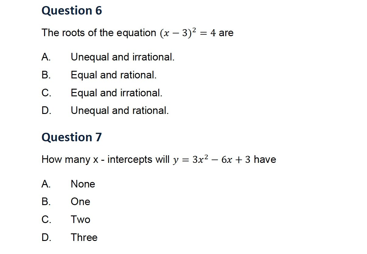 Grade 11 Mathematics: Nature of Roots Questions and Answers for Revision