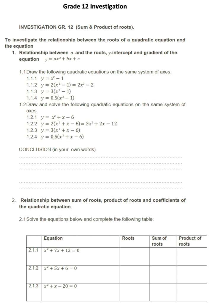 maths assignment term 2 grade 12