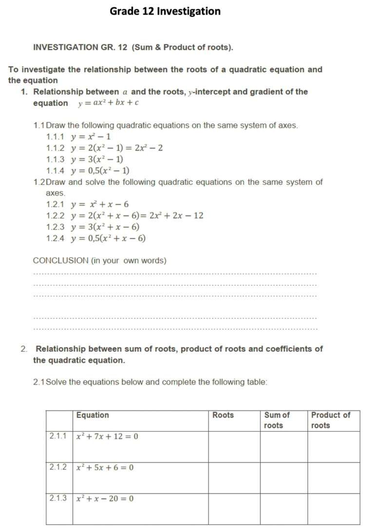 Mathematics Grade 12 Investigation 2022 with Memo » My Courses