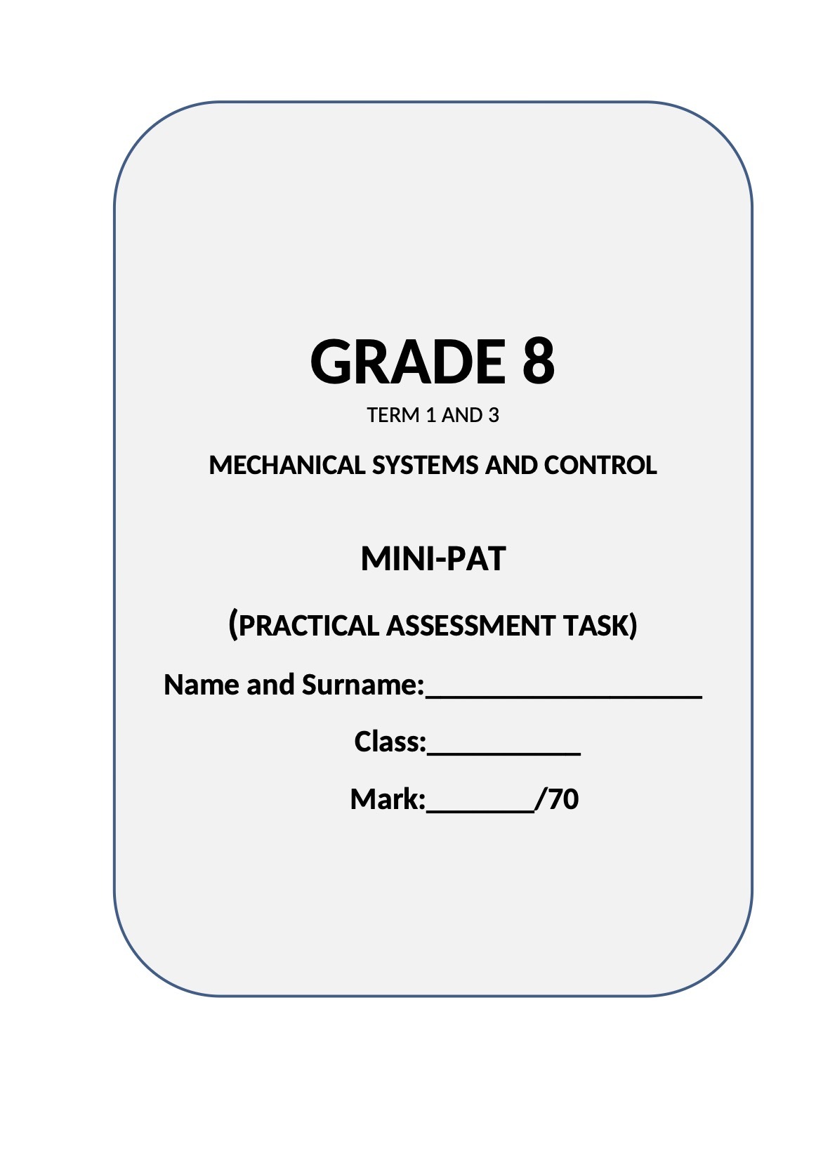 Technology Grade 8 Mini Pat Term 3 Questions and answers pdf