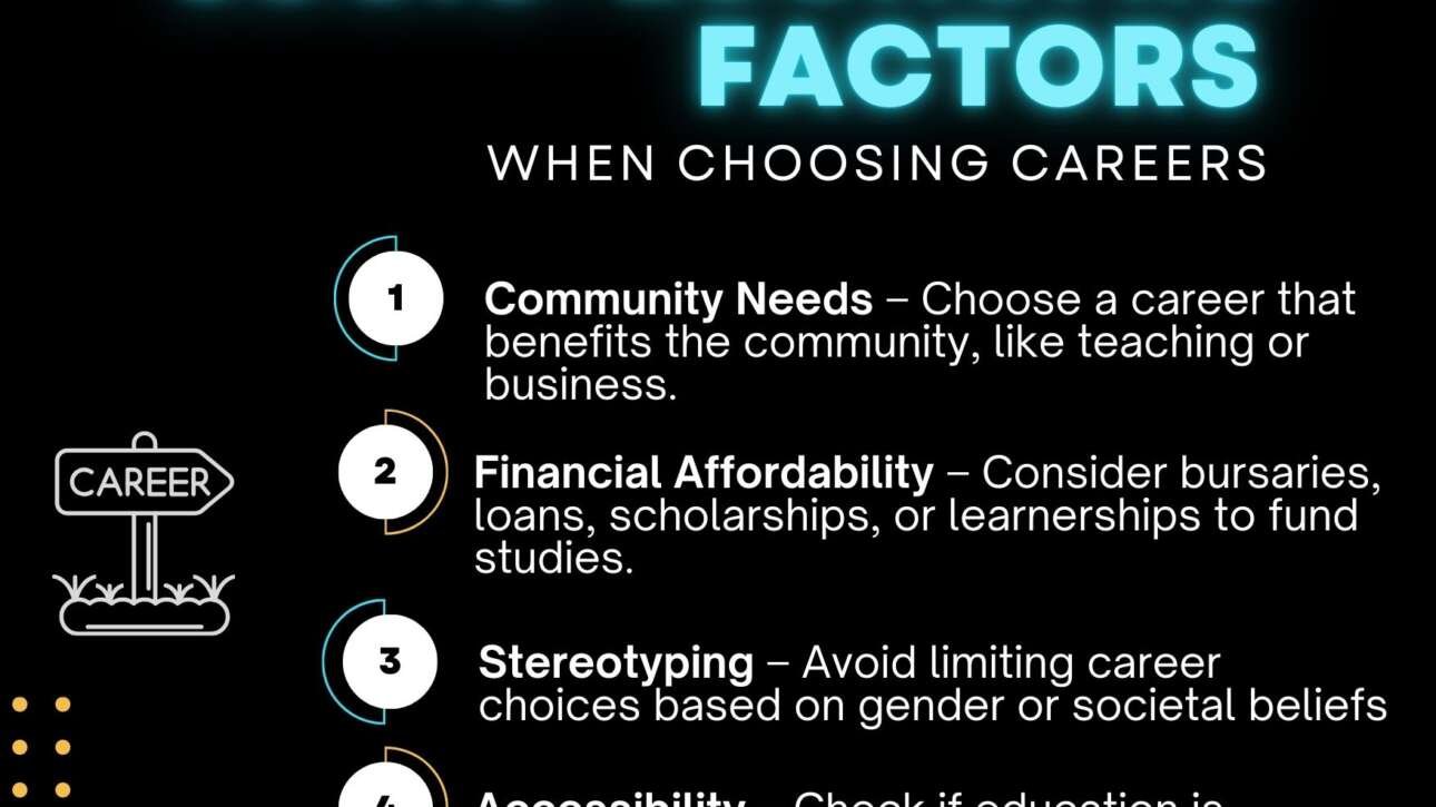 Indicate the importance of considering socio-economic factors when choosing careers
