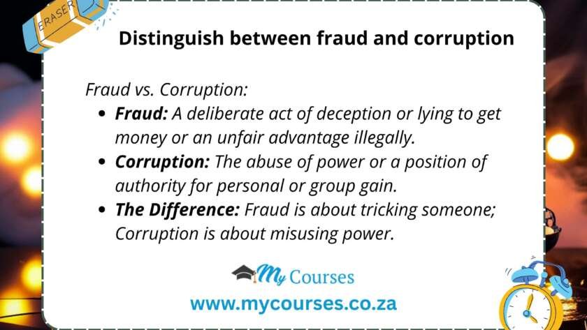 Distinguish between fraud and corruption
