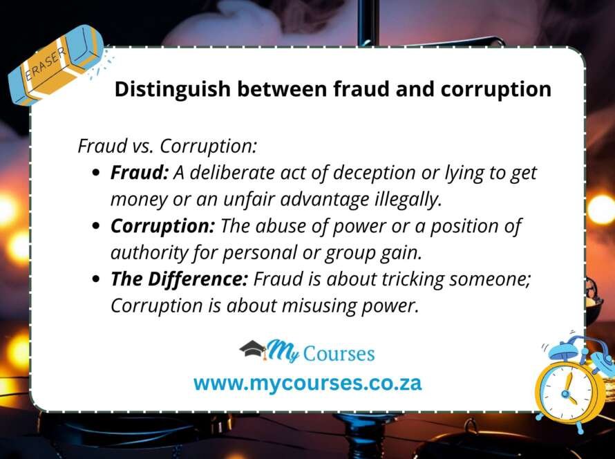 Distinguish between fraud and corruption