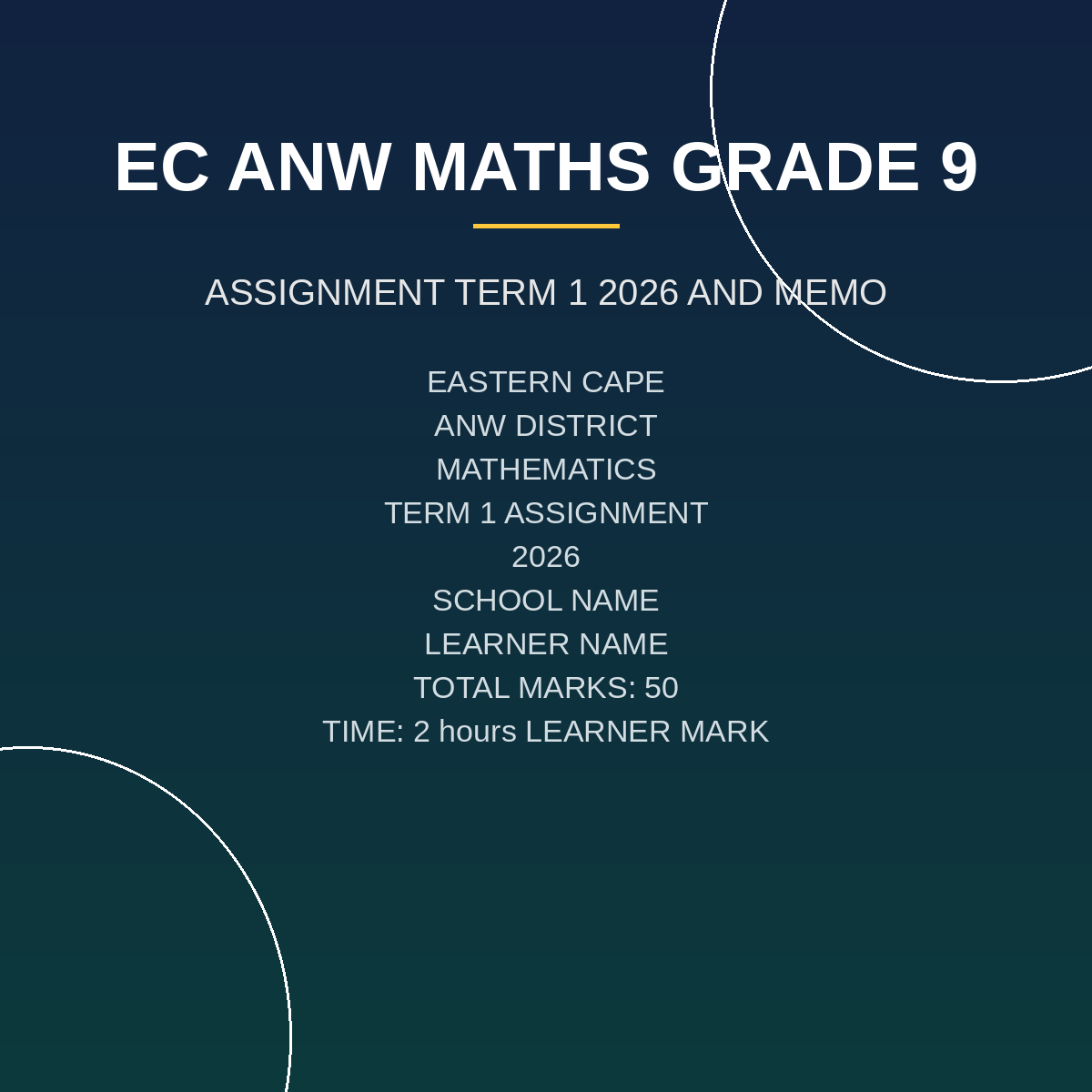 Mathematics Grade 9 Term 1 Assignment PDF ATK-006