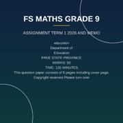 Mathematics Grade 9 Term 1 2026 Class Assignment PDF DSH-033