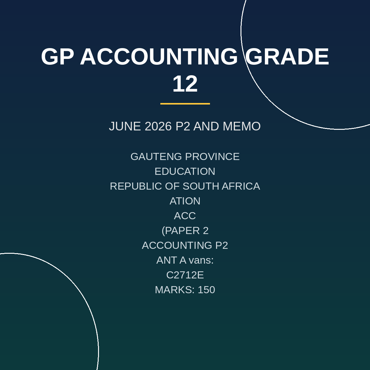 Accounting Grade 12 Paper 2 Term 2 2026 June Exam PDF FMA-039 - front page of the free PDF, mycourses.co.za