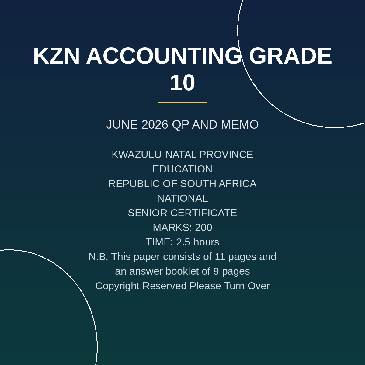 Accounting Grade 10 Term 2 2026 Common Test PDF GJG-050