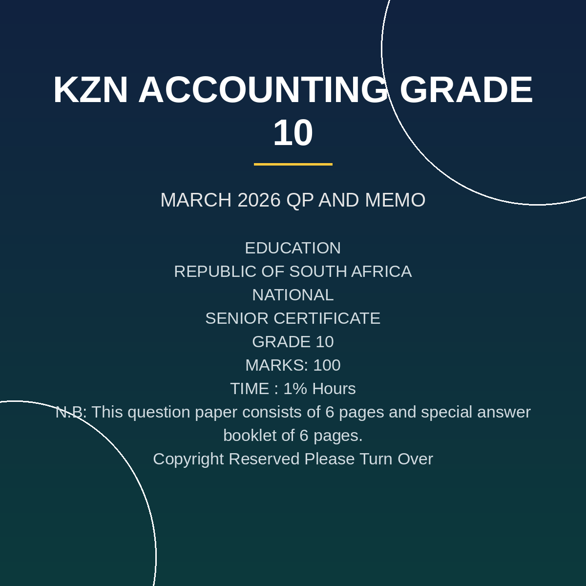 Accounting Grade 10 Term 1 Common Test 2026 PDF GMB-051