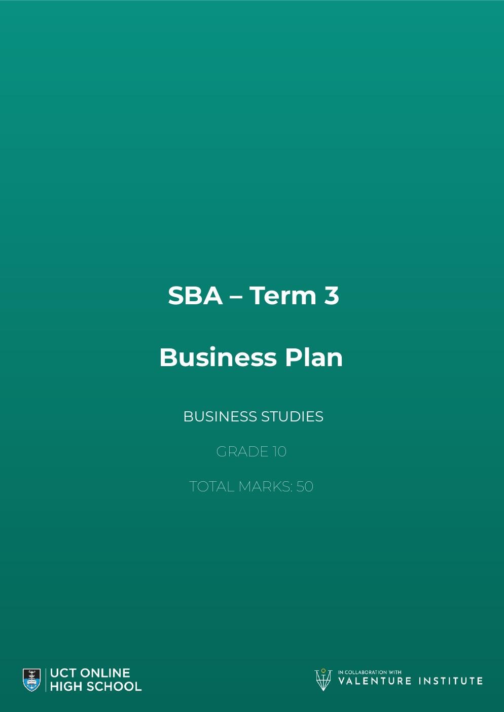 Grade 10 Business Studies Term 3 Business Plan Project PDF dzvgpm
