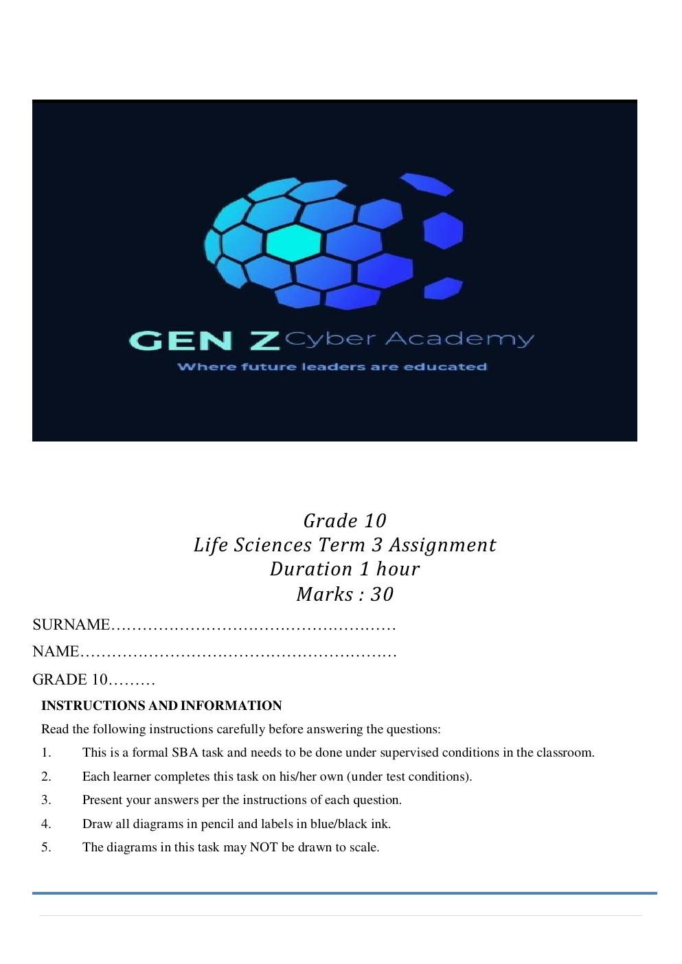 Grade 10 Life Sciences Term 3 Practical Assignment on the Biosphere PDF 8lmn4r