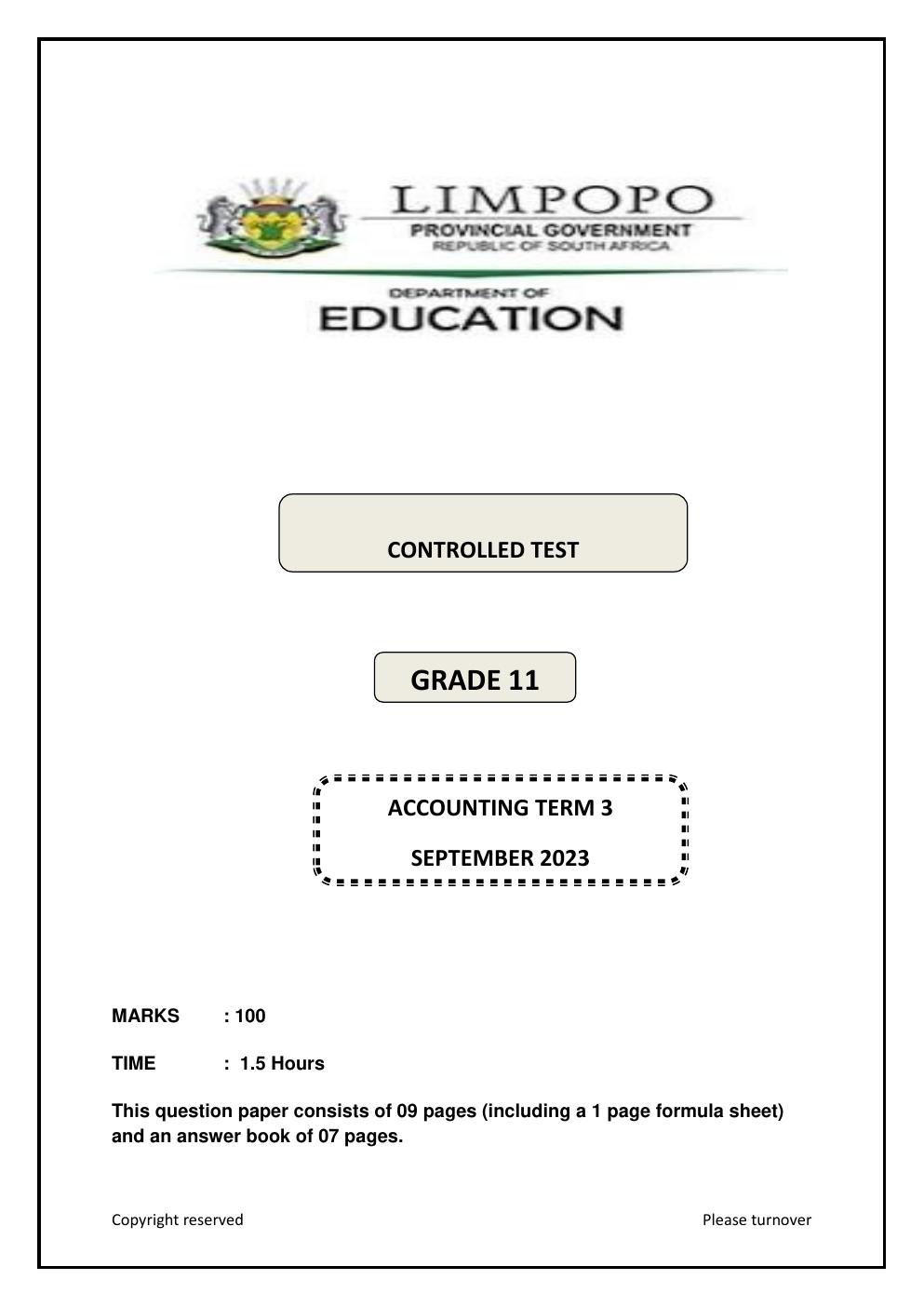 Grade 11 Accounting Term 3 Controlled Test PDF is25hb