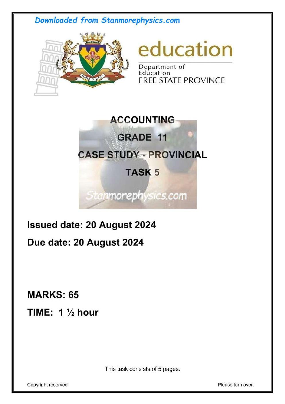 Grade 11 Accounting Term 3 Provincial Case Study PDF w103dg