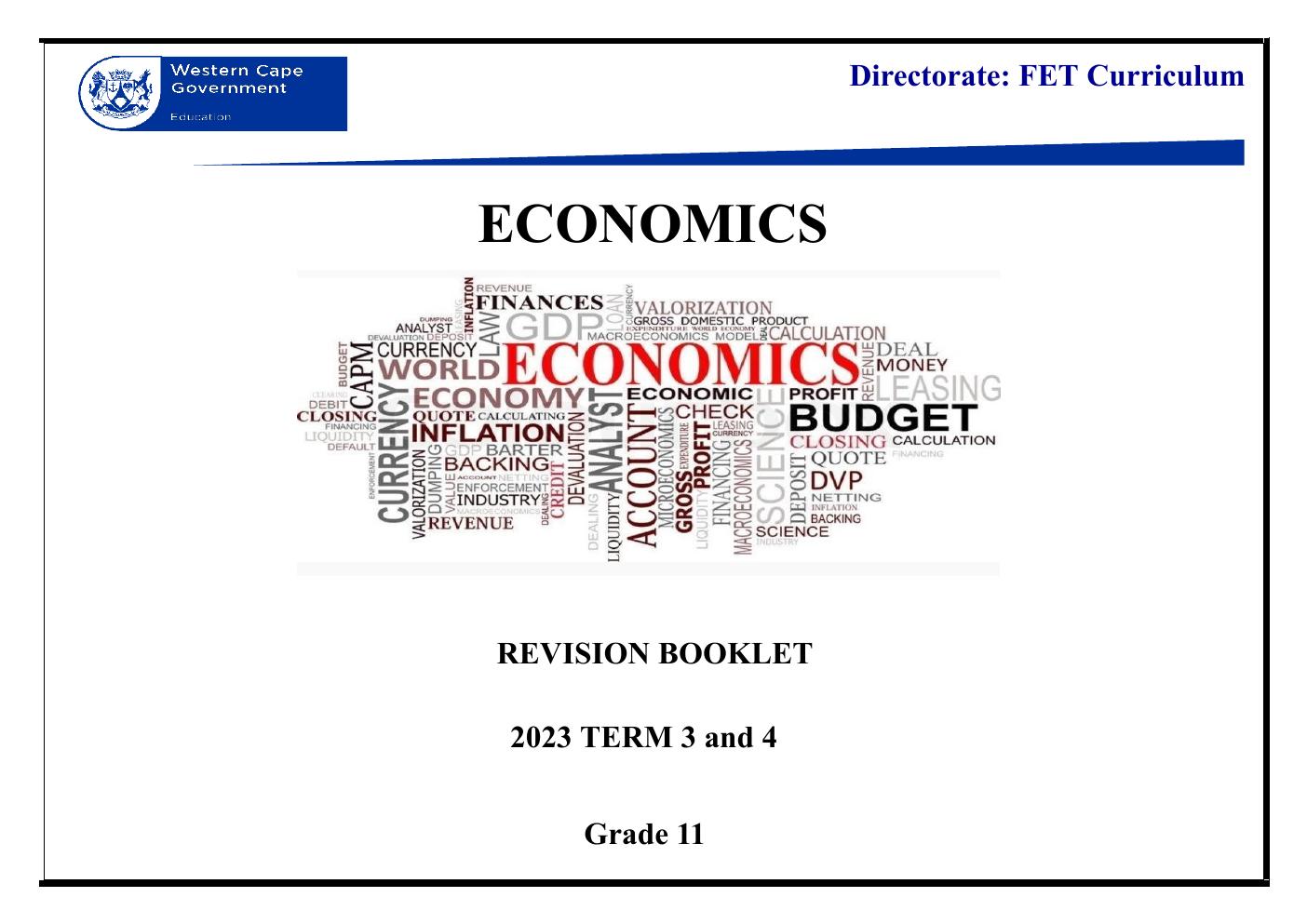 Grade 11 Economics Revision Booklet for Terms 3 and 4 PDF oevb9o