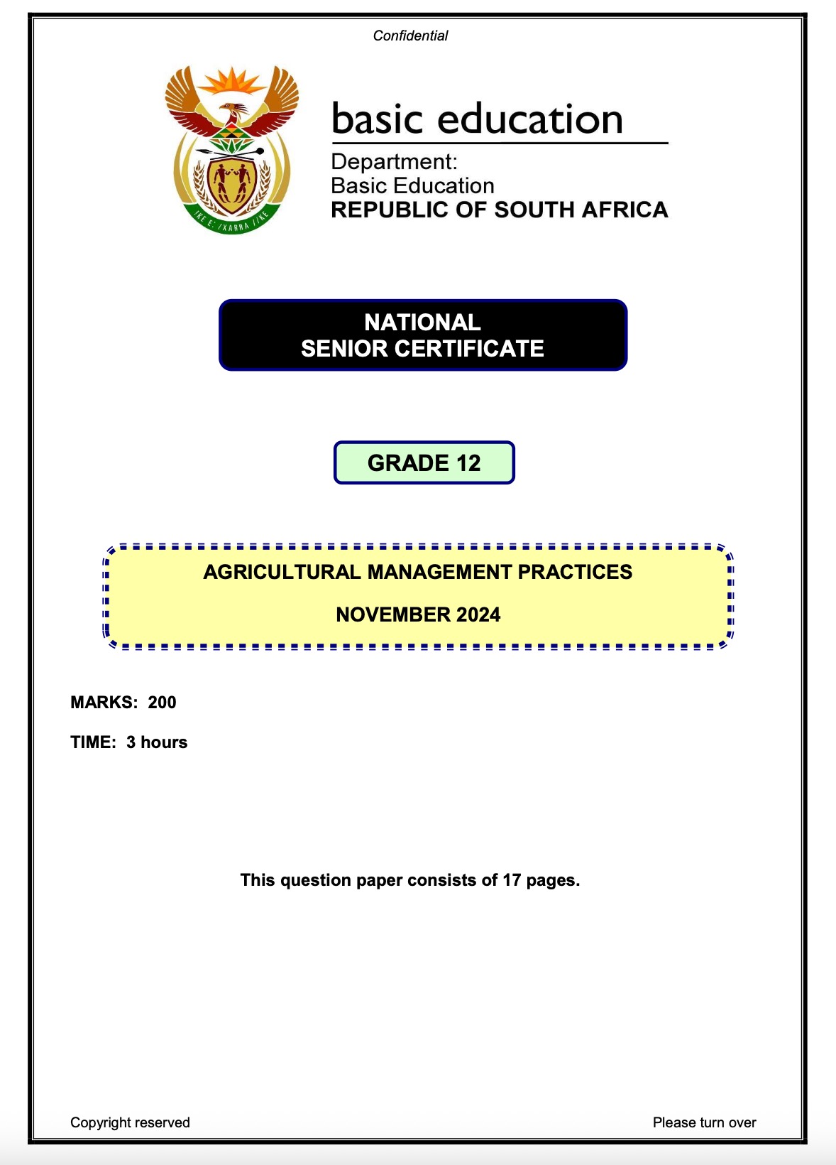Grade 12 Agricultural Management Practices P1 Nov 2025 Eng Question Paper