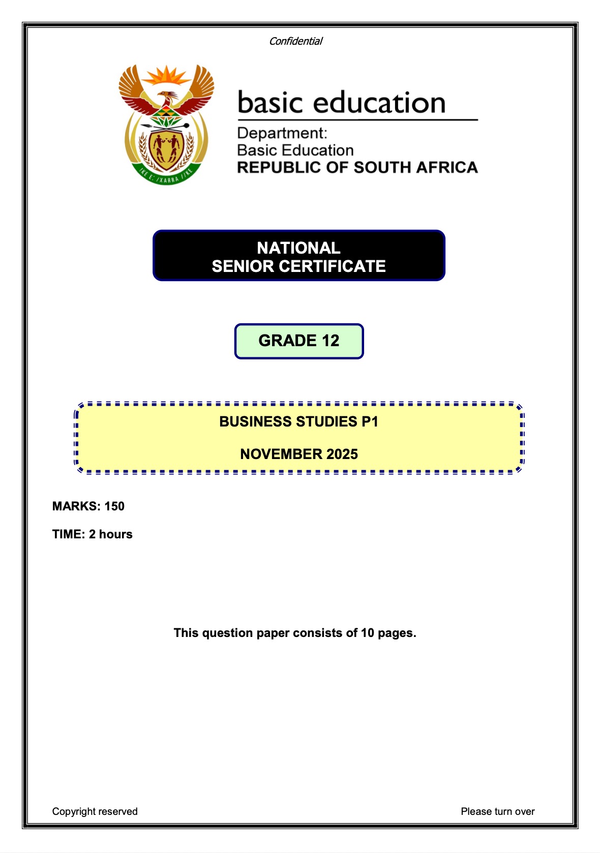 Grade 12 Business Studies P1 Nov 2025 Eng Question Paper