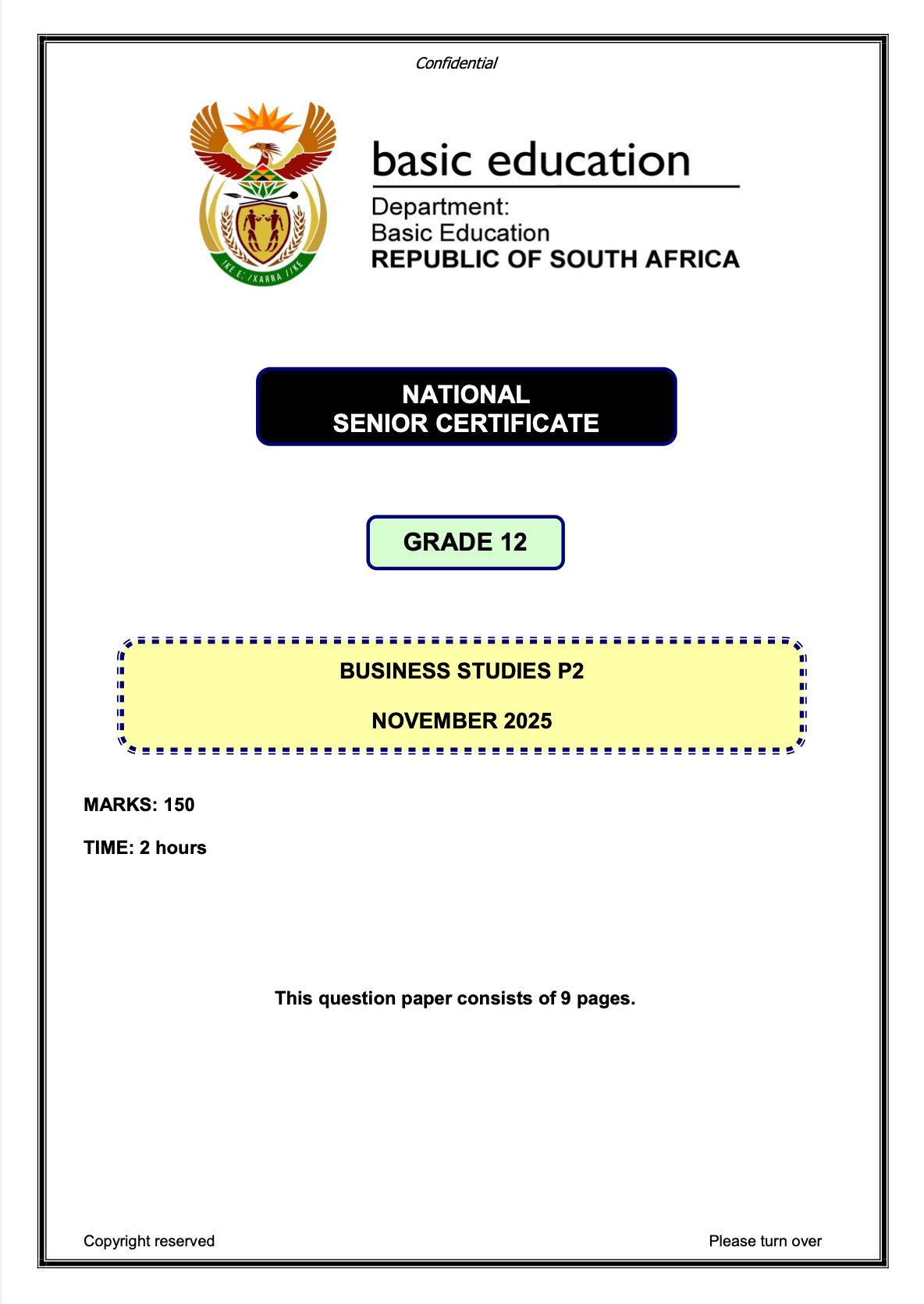 Grade 12 Business Studies P2 Nov 2025 Eng Question Paper