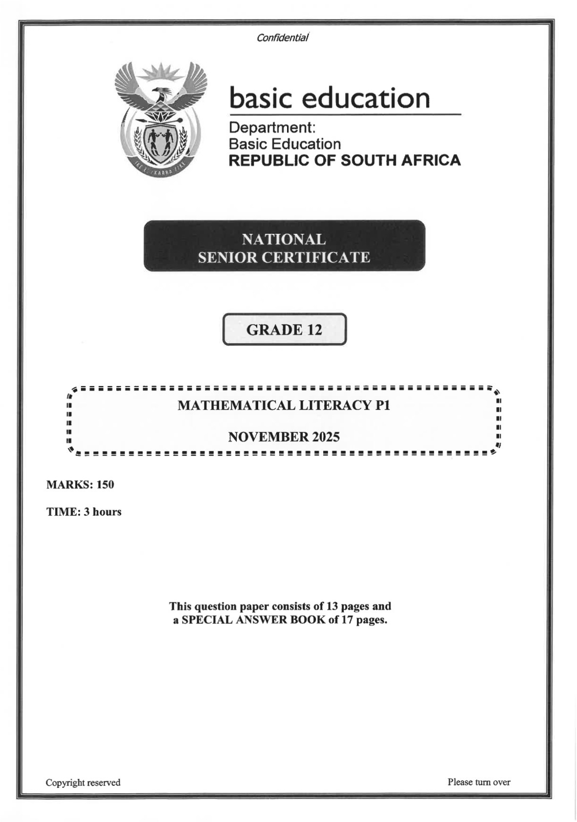 Grade 12 Mathematical Literacy P1 Nov 2025 Eng Question Paper & Memo PDF 215162738
