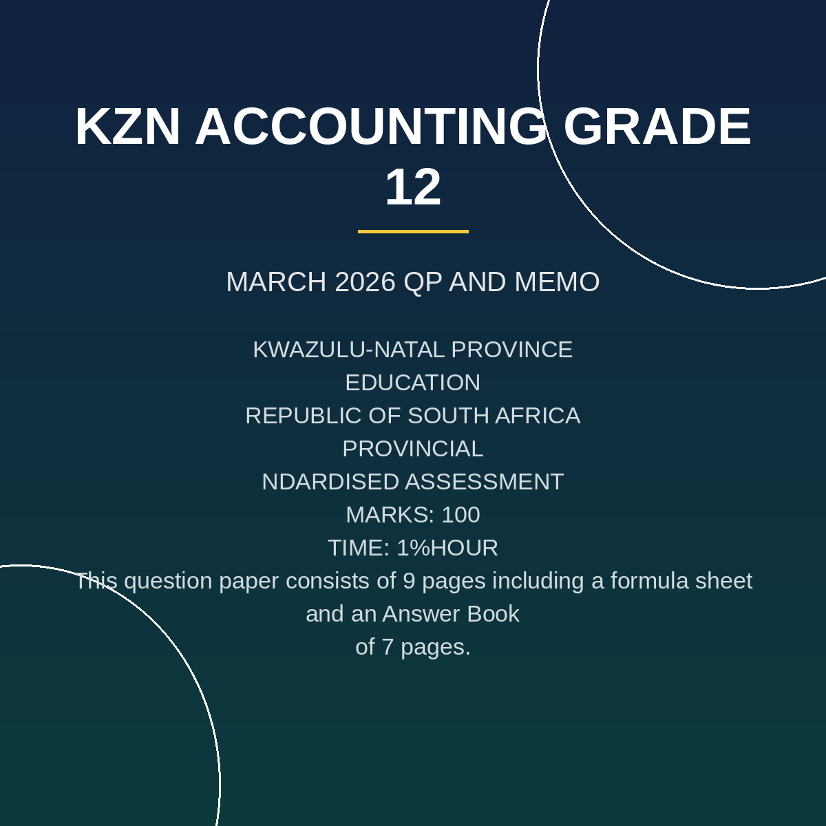 Accounting Grade 12 Term 1 2026 Test KZN PDF HBH-057