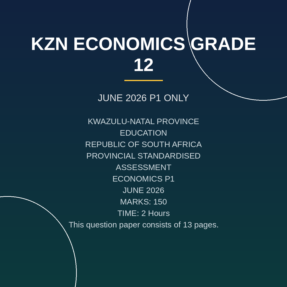 Economics Grade 12 Paper 1 Term 2 Provincial Assessment PDF IBW-067