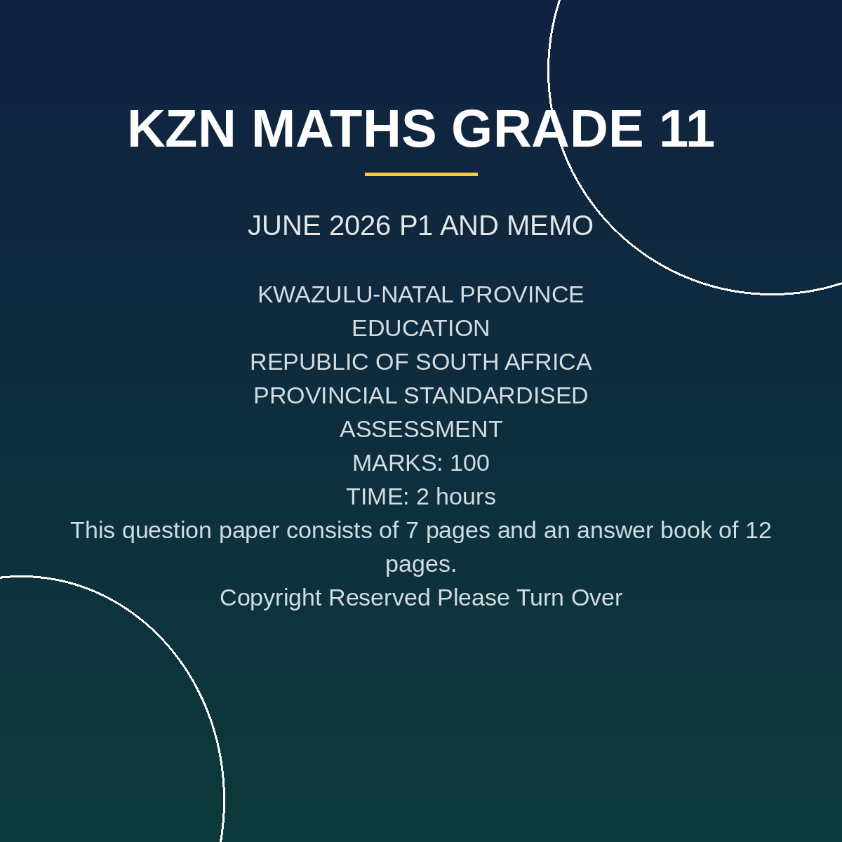 Mathematics Grade 11 2026 Paper 1 Term 2 Provincial Assessment PDF LJZ-087