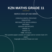 Mathematics Grade 11 Term 1 – 2026 Provincial Test KZN PDF LOQ-089