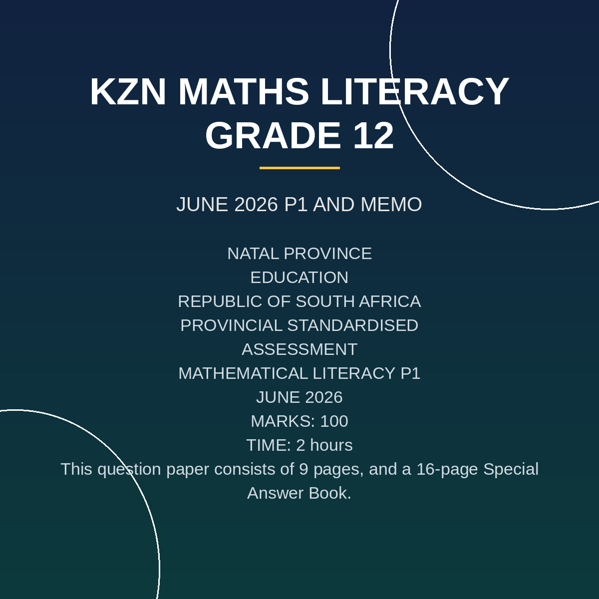 Mathematical Literacy Grade 12 Paper 1 - 2026 Term 2 Provincial Assessment PDF MIZ-095