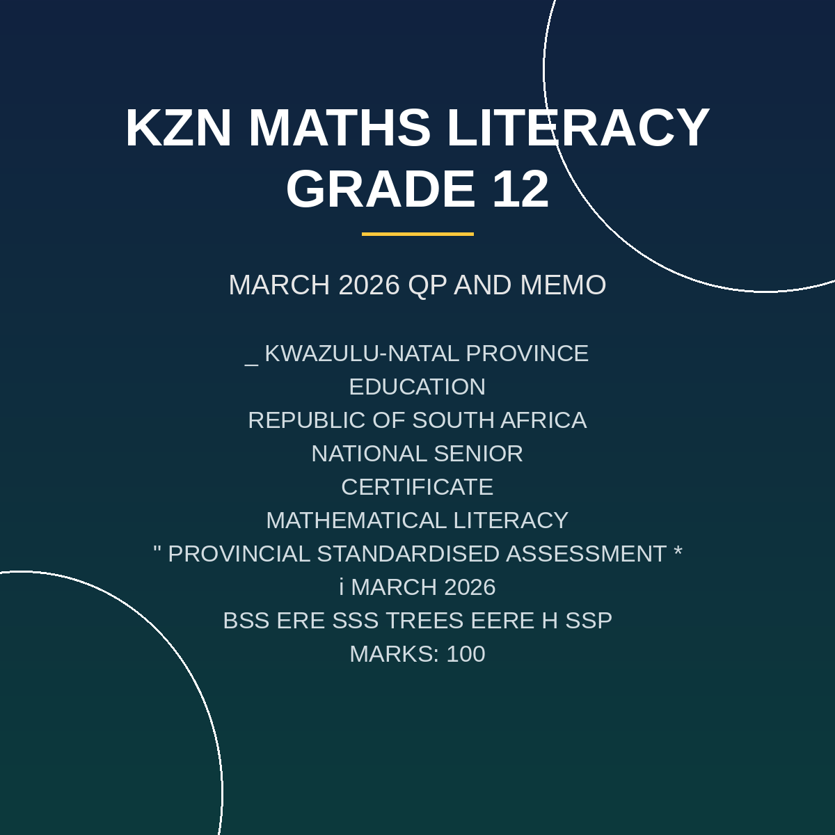 Mathematical Literacy Grade 12 Term 1 (2026) Provincial Assessment PDF MMT-097