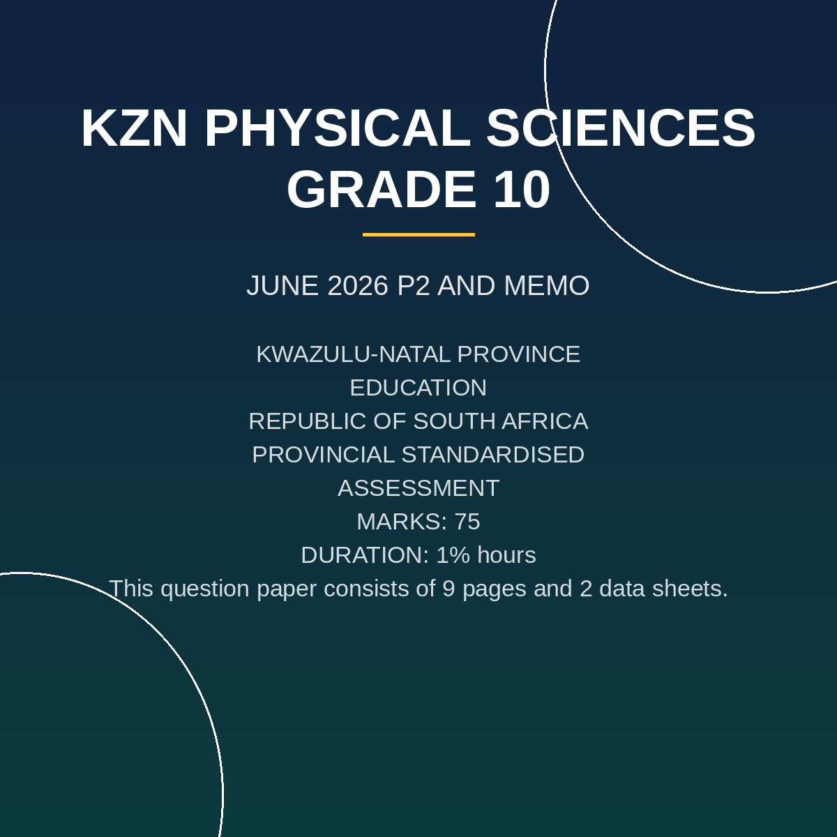 Physical Sciences Grade 10 Paper 2 Term 2 (2026) Provincial Assessment PDF MSG-099