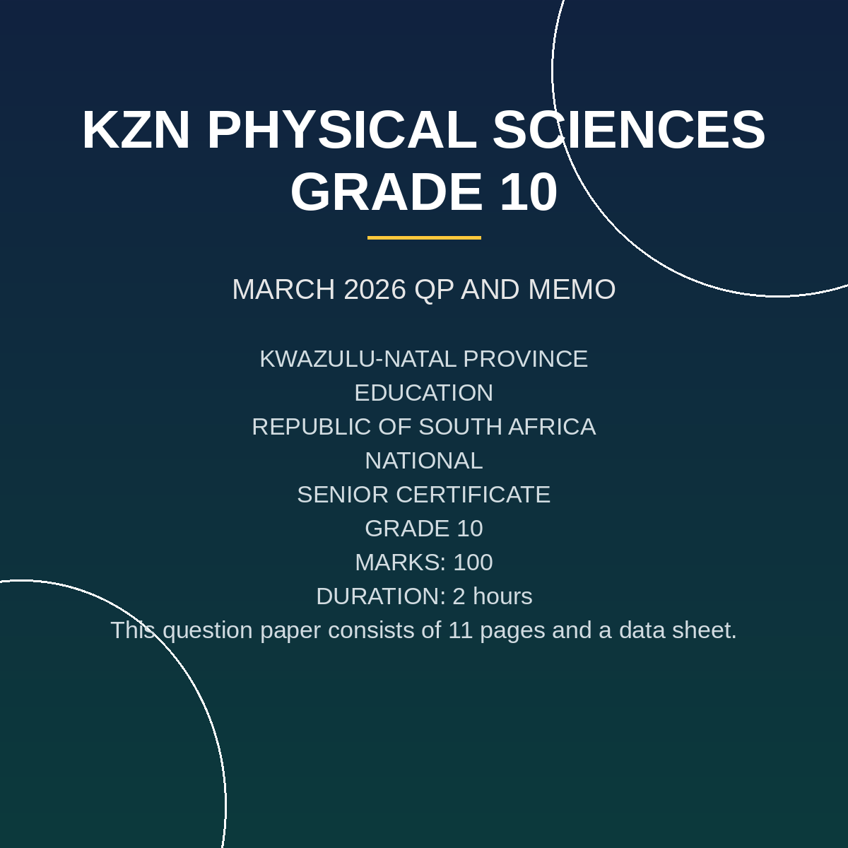 Physical Sciences Grade 10 Term 1 (2026) Provincial Assessment PDF MUO-100