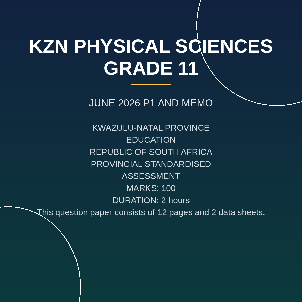 Physical Sciences Grade 11 Paper 1 Term 2 (2026) Provincial Assessment PDF MVU-101