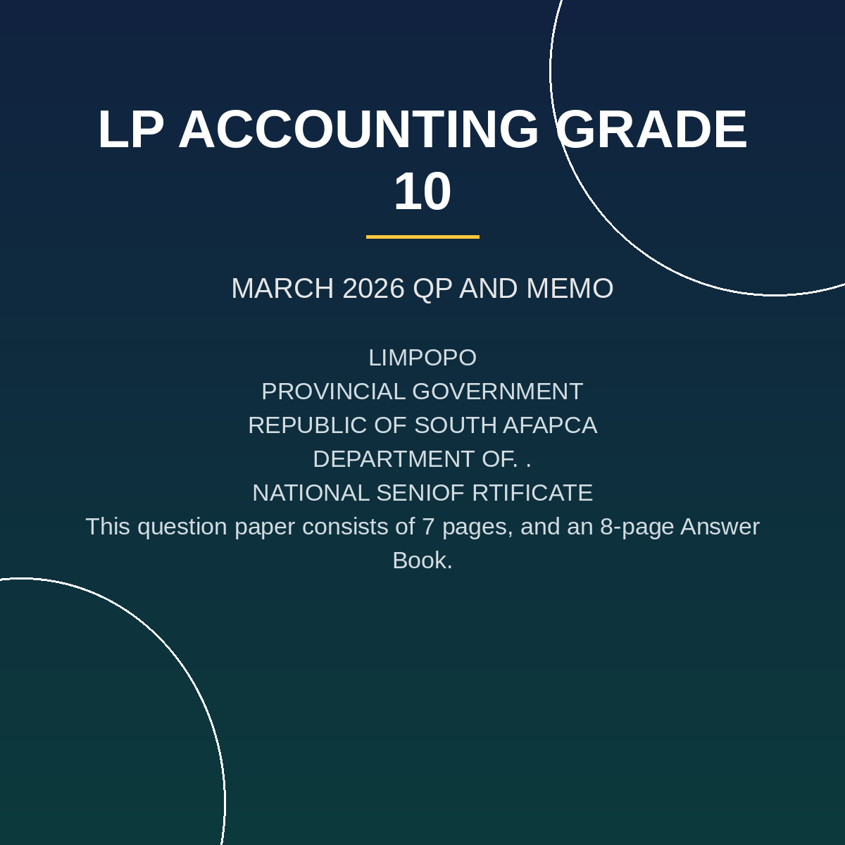 Accounting Grade 10 Term 1 Test (2026) PDF NGR-108