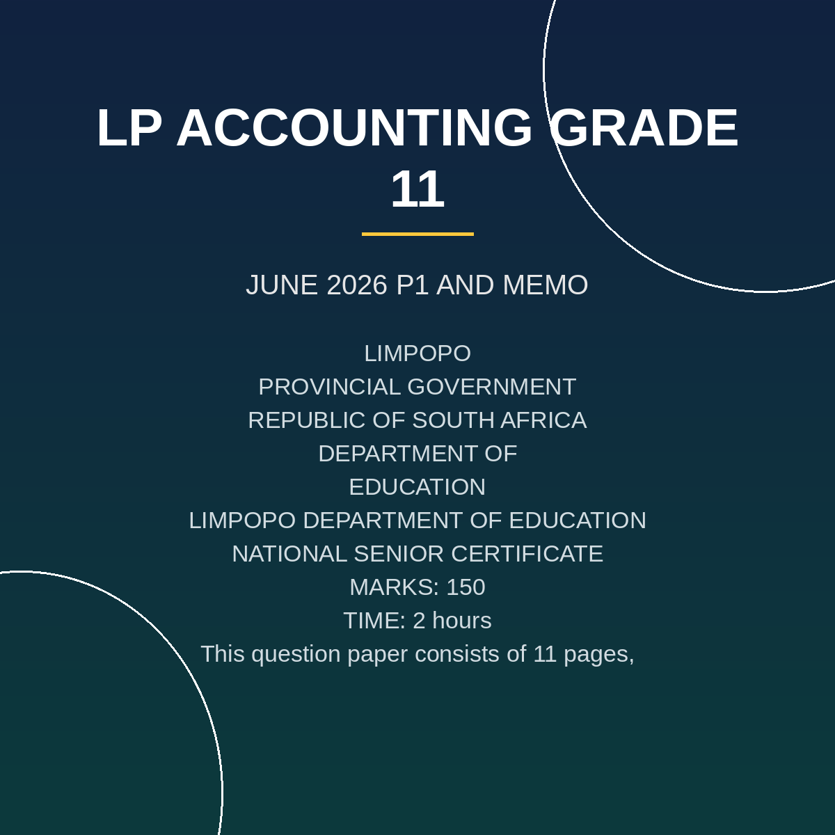 Accounting Grade 11 Paper 1 Term 2 (2026) Exam PDF NHO-109