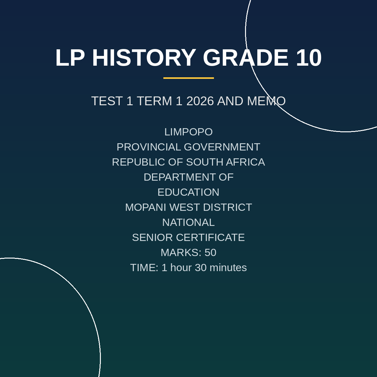 History Grade 10 Term 1 Test (2026) PDF PZN-125