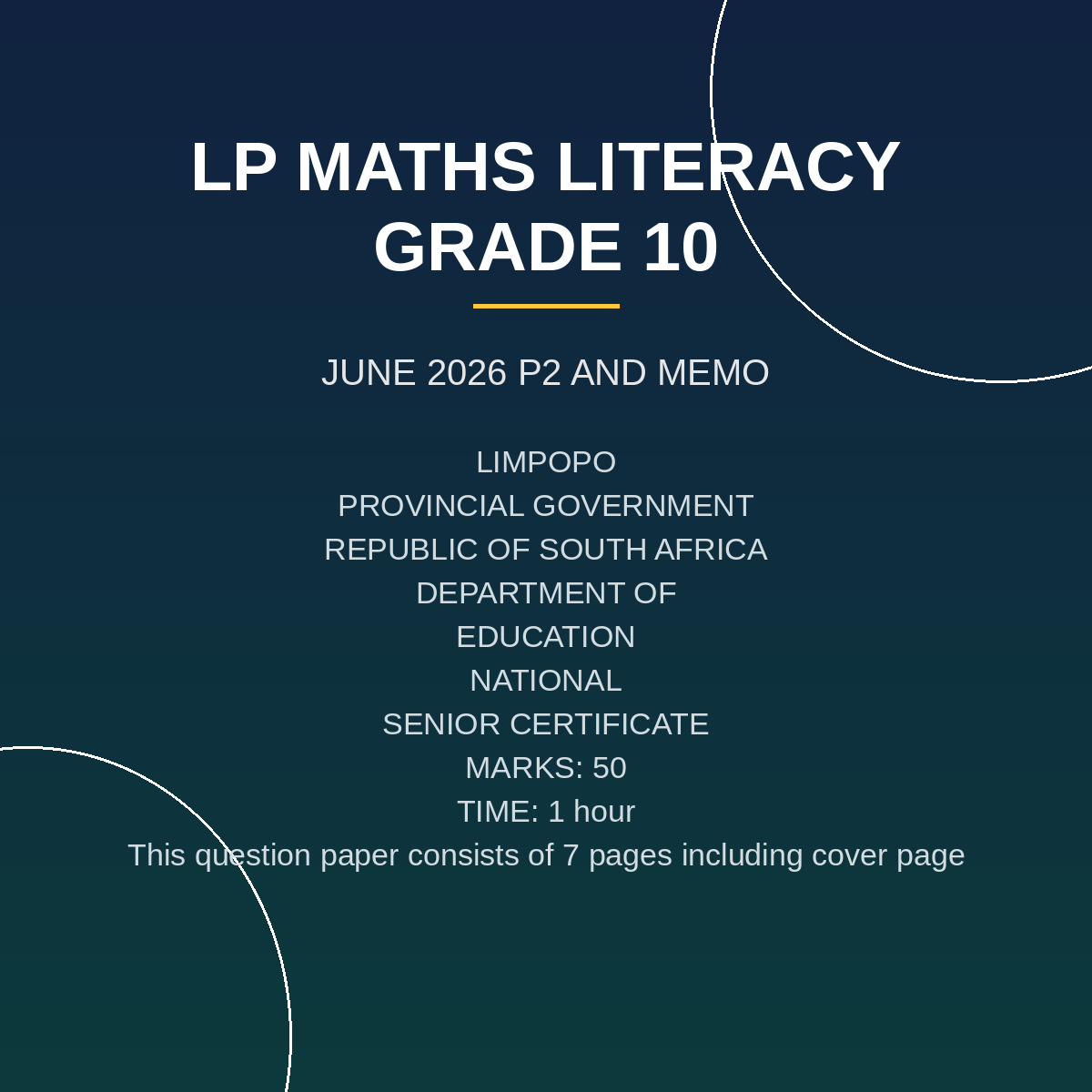 Mathematical Literacy Grade 10 Paper 2 Term 2 Exam (2026) PDF RAD-135