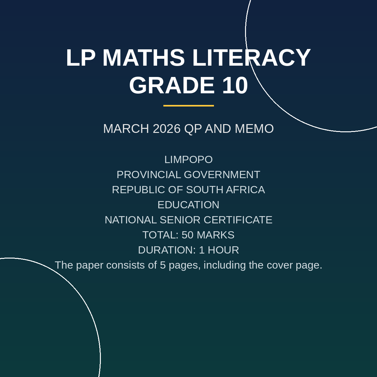 Mathematical Literacy Grade 10 Term 1 Exam (2026) PDF RAV-136