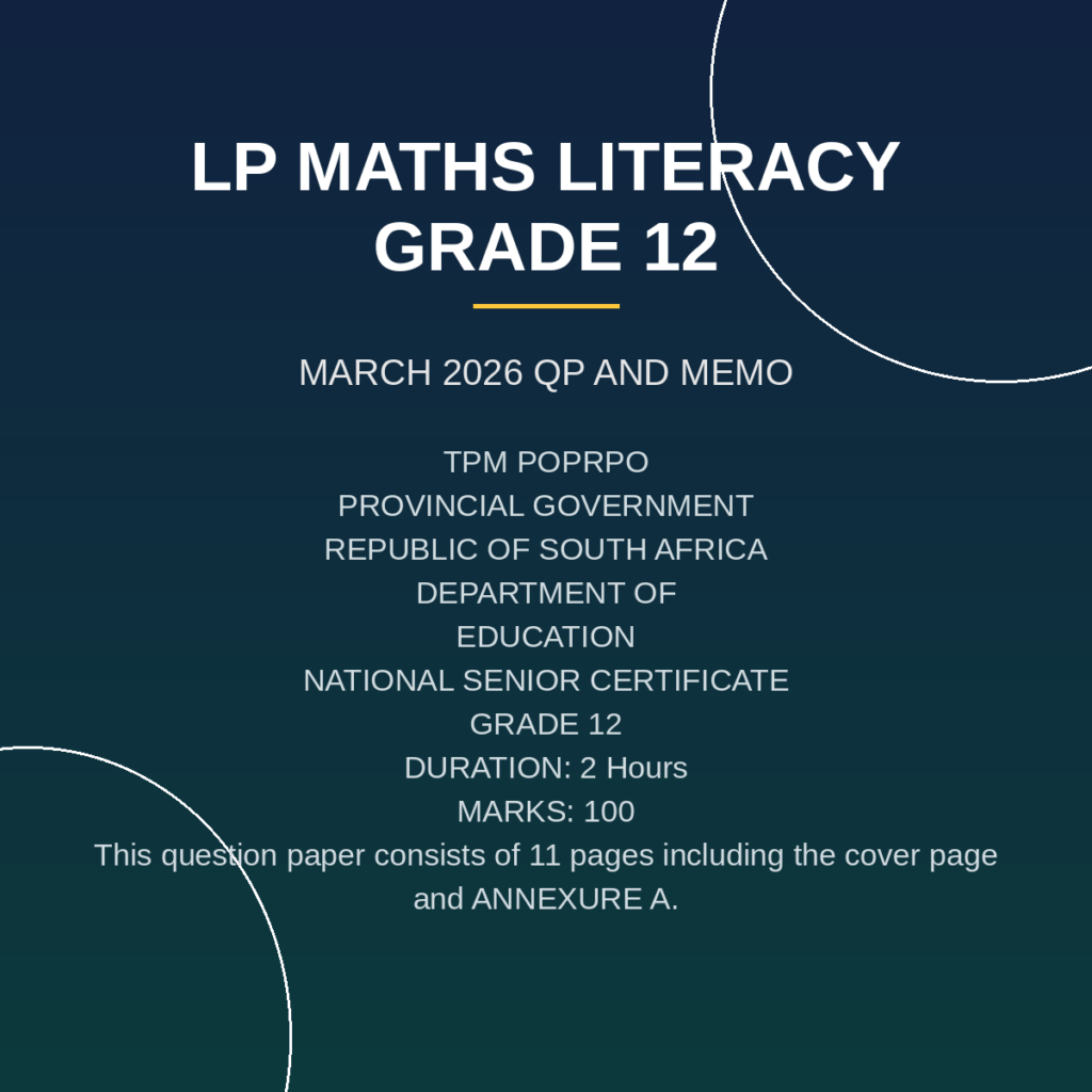 Mathematical Literacy Grade 12 Exam Guidelines Scope 2026 » My Courses