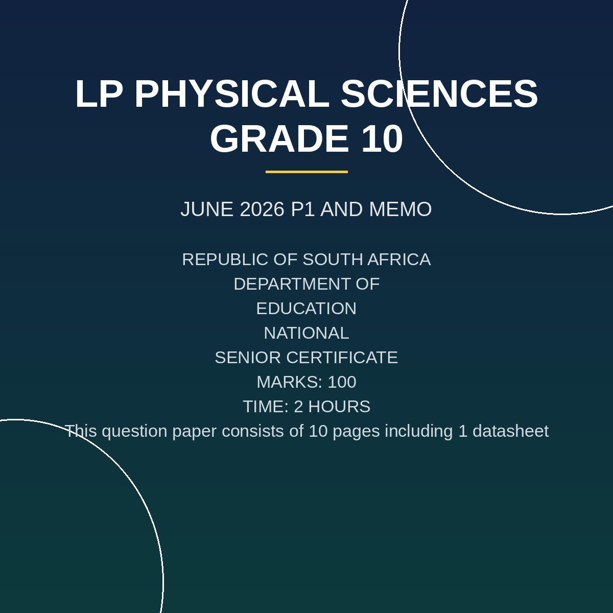 Physical Sciences Grade 10 Paper 1 Term 2 (2026) Exam PDF REI-142
