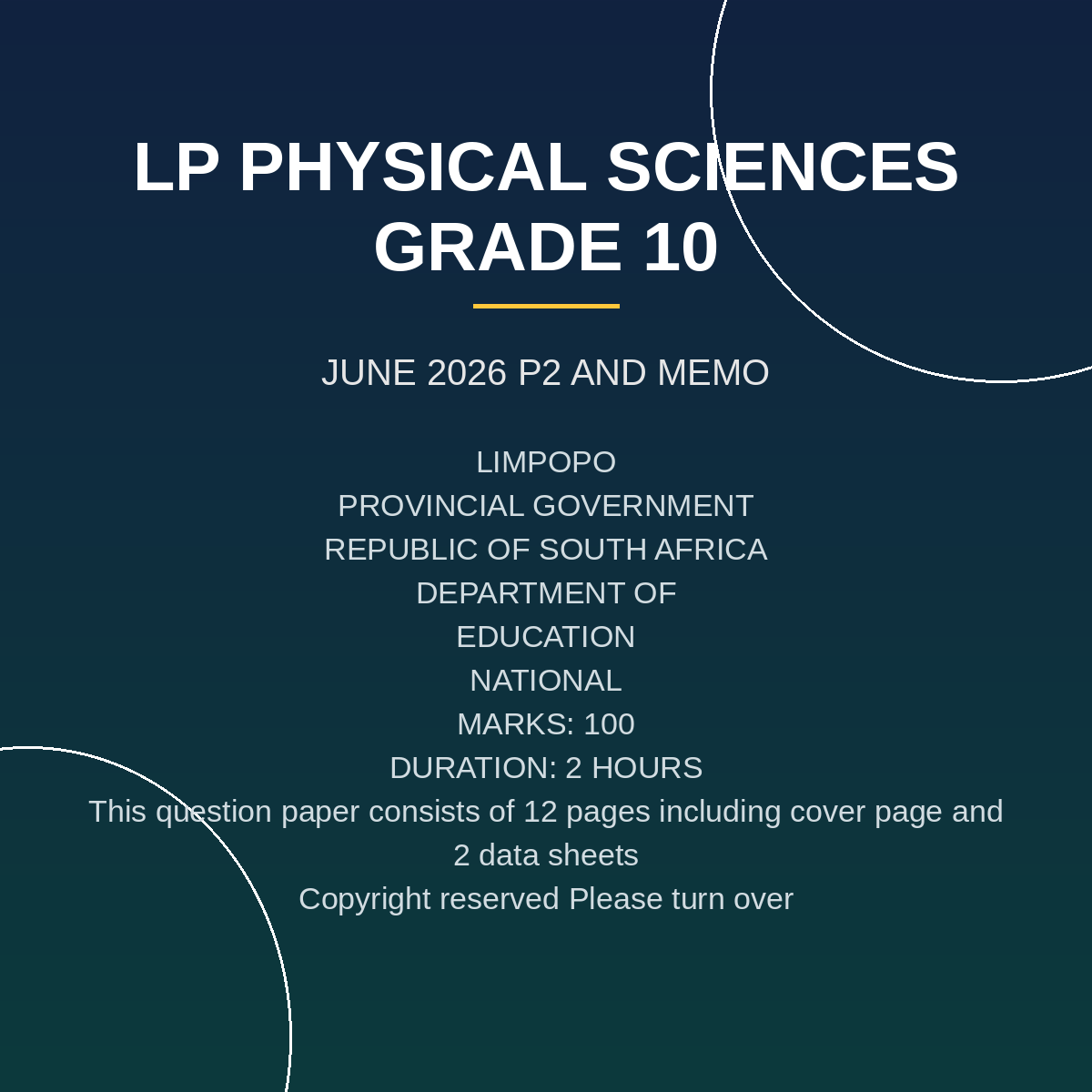 Physical Sciences Grade 10 Paper 2 Term 2 (2026) Exam PDF RGQ-143
