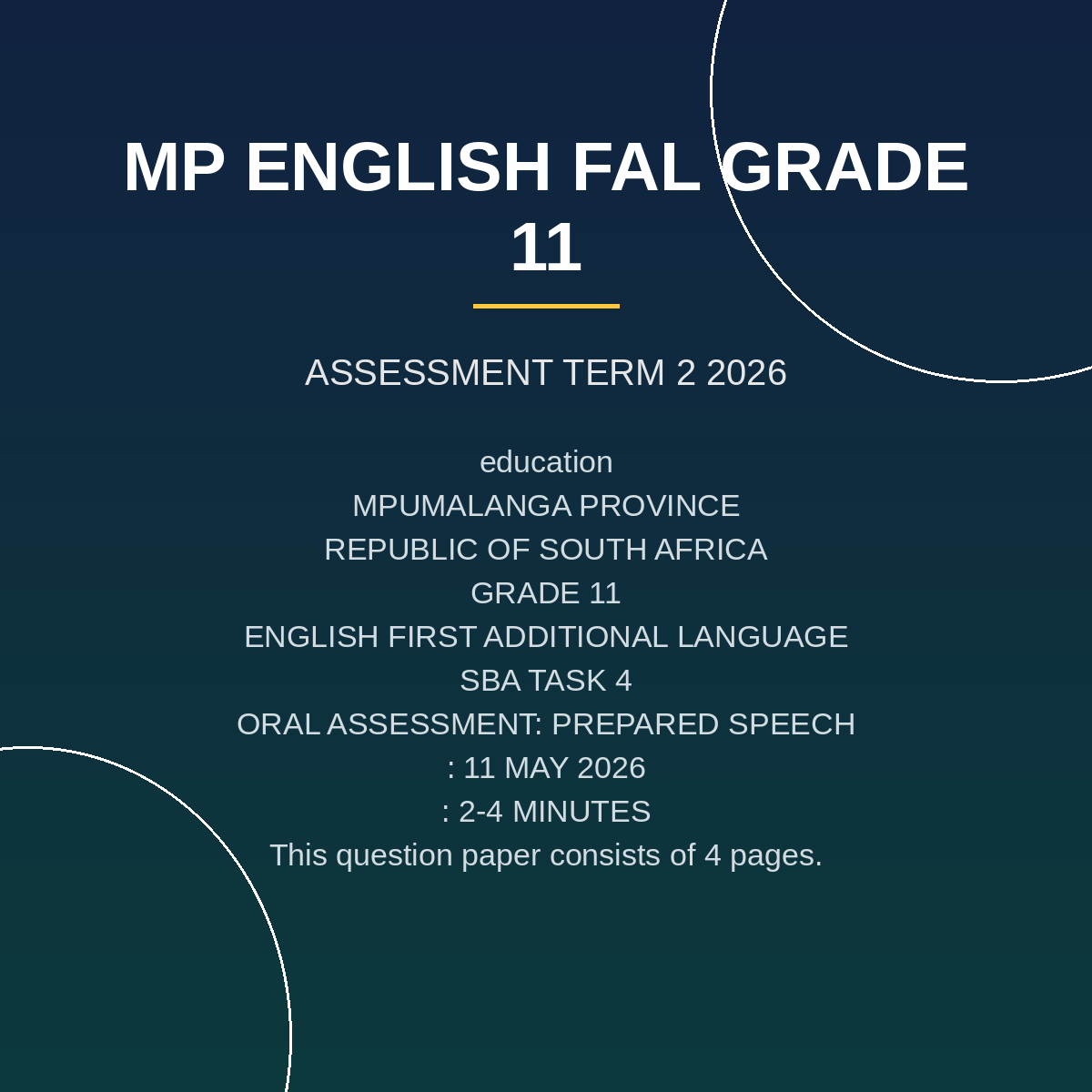 English First Additional Language Grade 11 (2026) Prepared Speech PDF SGW-157