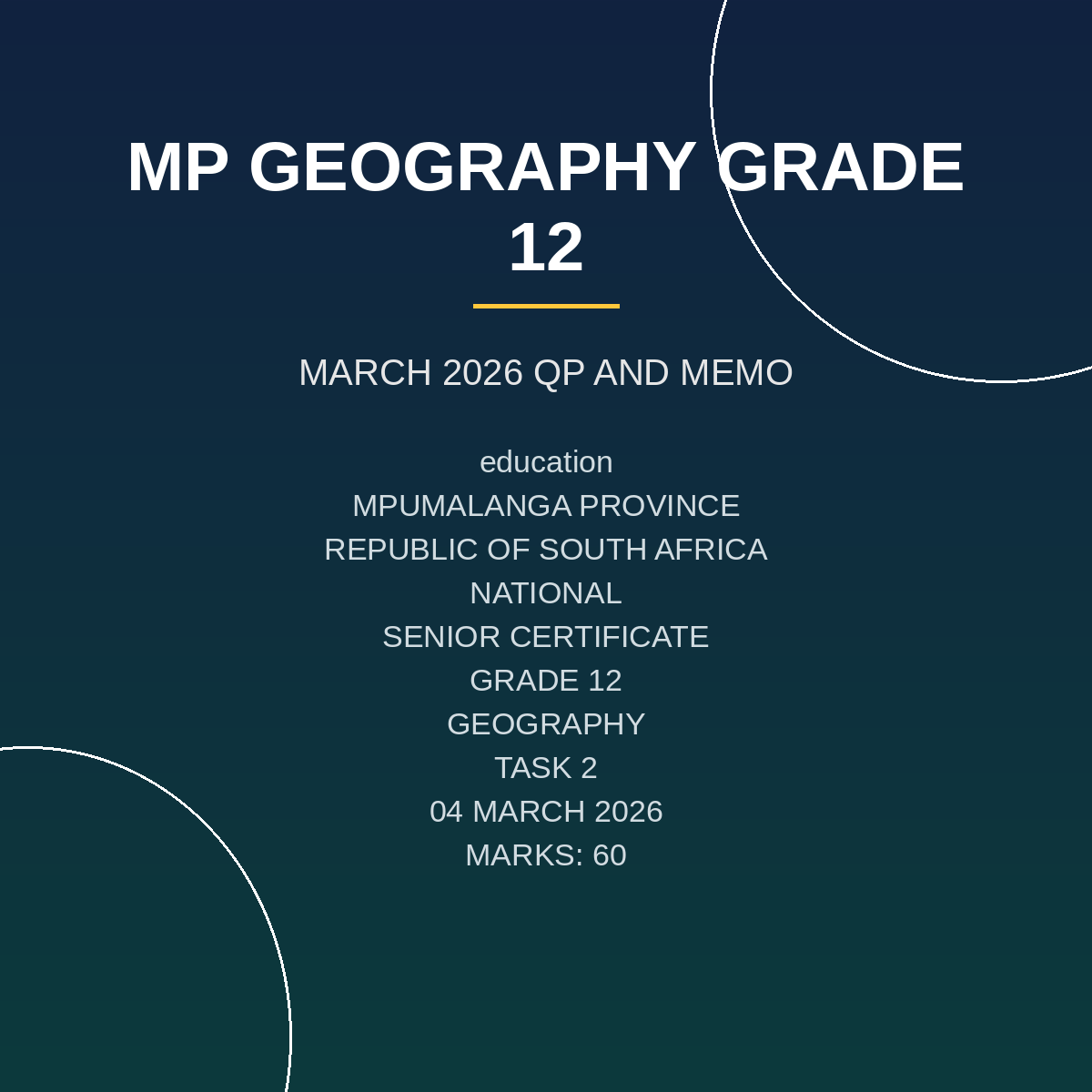 Geography Grade 12 Term 1 Test (2026) PDF SNS-159