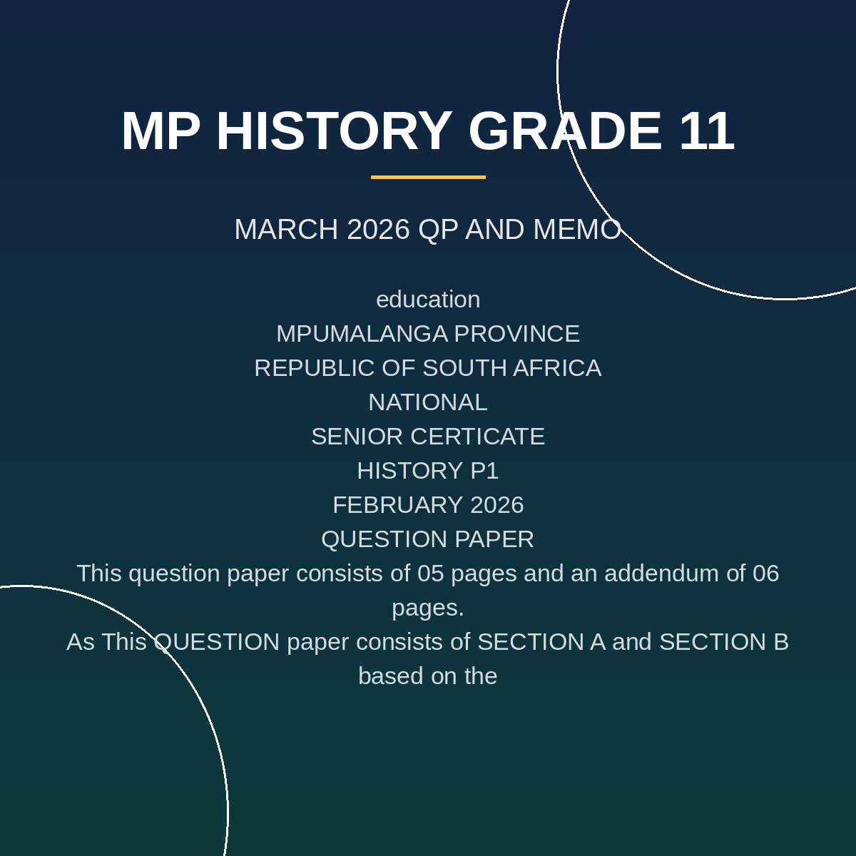 History Grade 11 Term 1 Test (2026) PDF SPQ-160