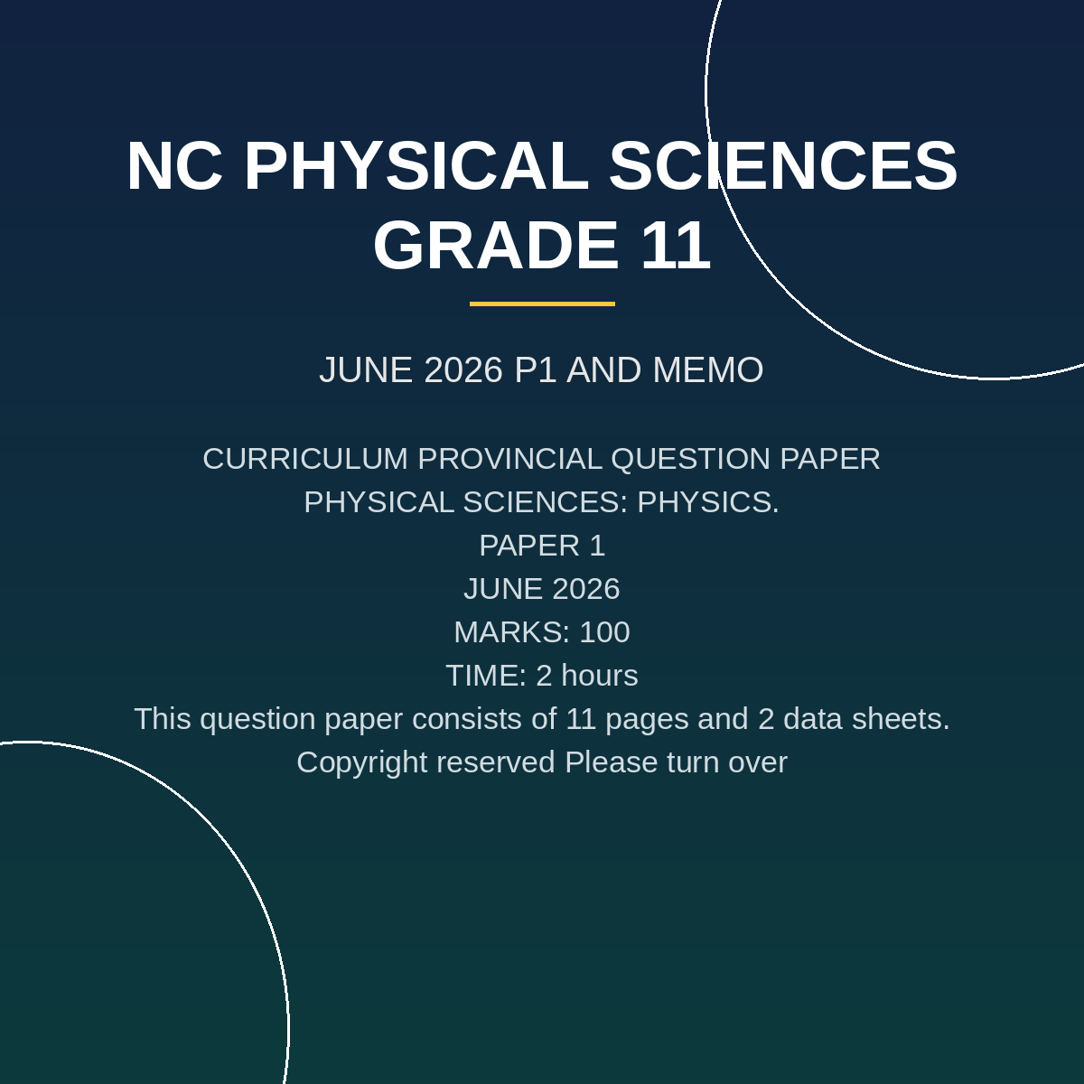 Physical Sciences Grade 11 Paper 1 Term 2 Exam (2026) PDF TZU-171