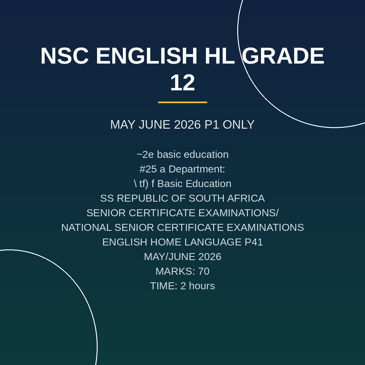 English HL Grade 12 Paper 1 Term 2 Exam (2026) PDF VDX-180