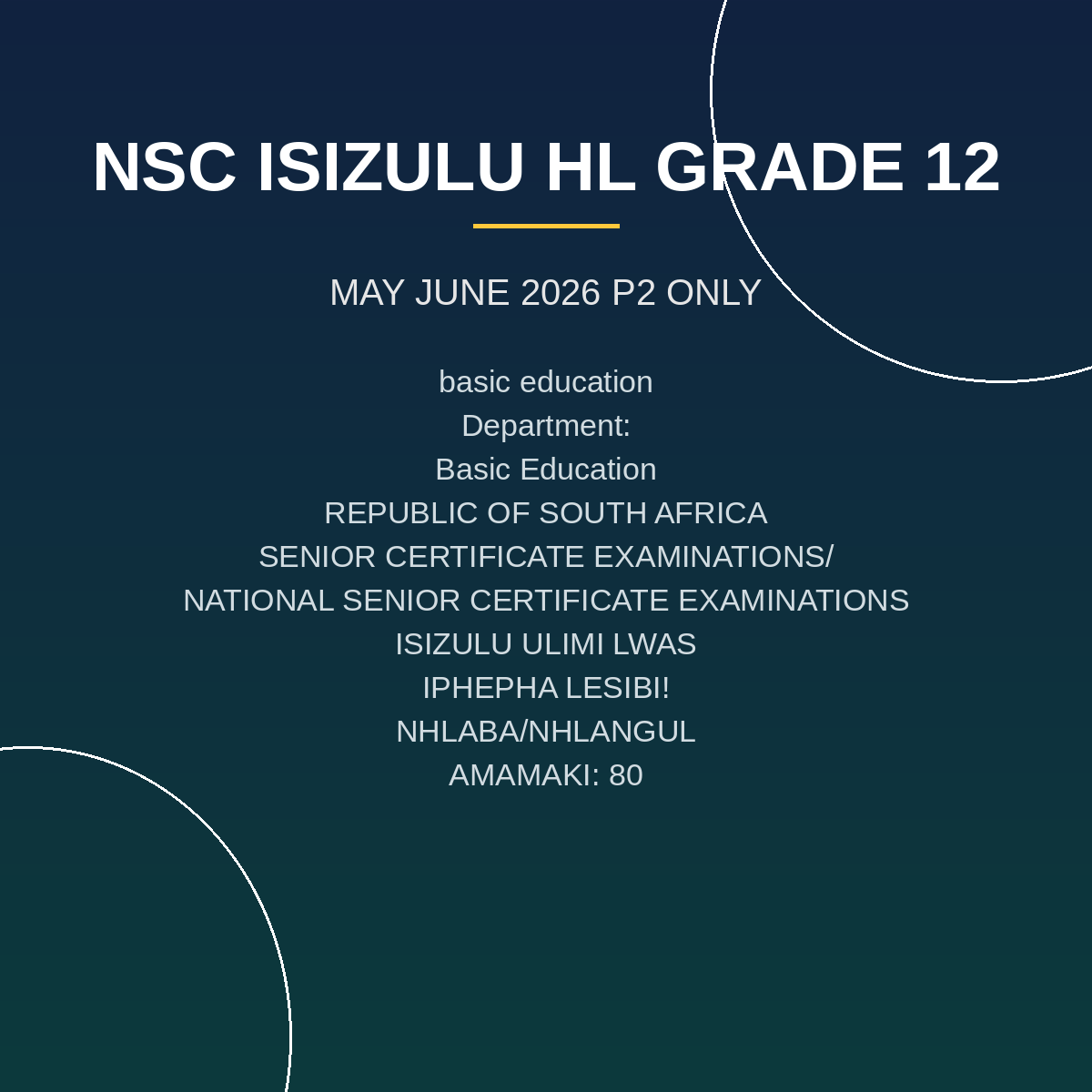 IsiZulu HL Grade 12 Paper 2 Term 2 Exam (2026) PDF VUC-190