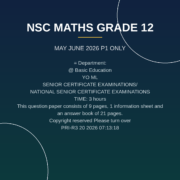 Mathematics Grade 12 Paper 1 Term 2 Exam PDF WKG-194