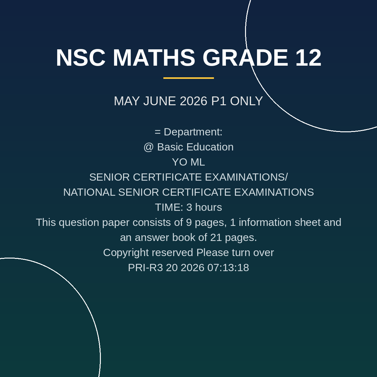Mathematics Grade 12 Paper 1 Term 2 Exam PDF WKG-194